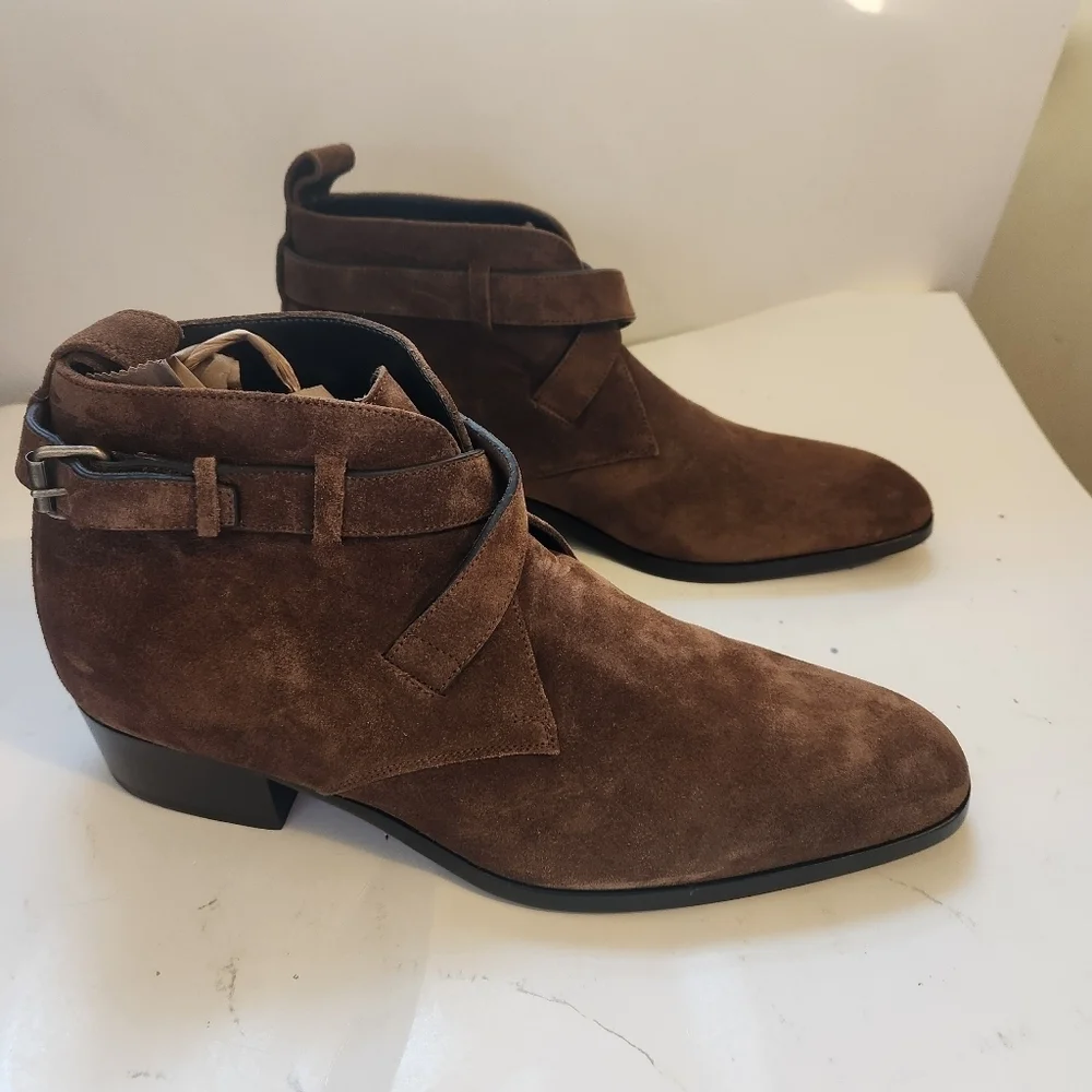 SAINT LAURENT WYATT 30 OTTERPROOF SUEDE BUCKLE BOOT size 41.5 BNWOB